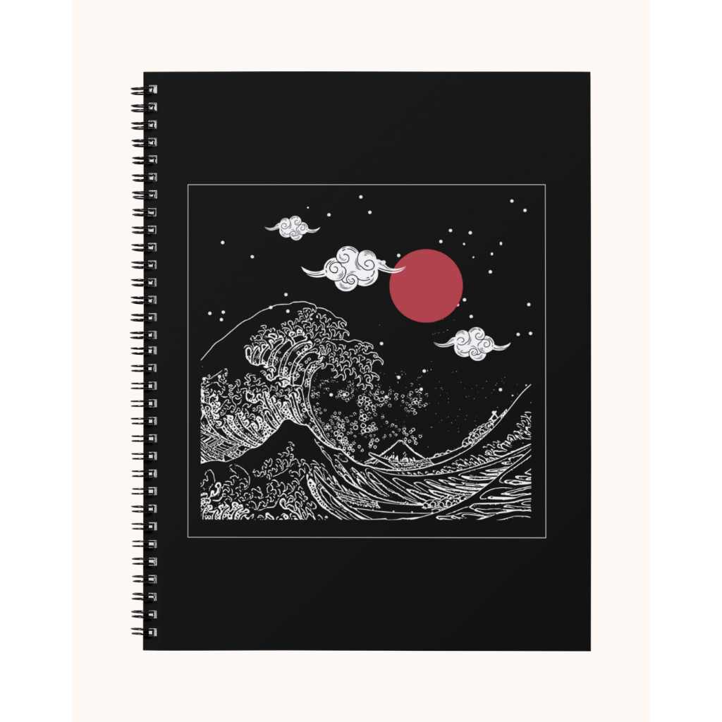 

Notebook Reflektif A5 Spiral – 50 Halaman Hitam Putih | HVS 80gsm & 100gsm – Ombak Matahari Merah