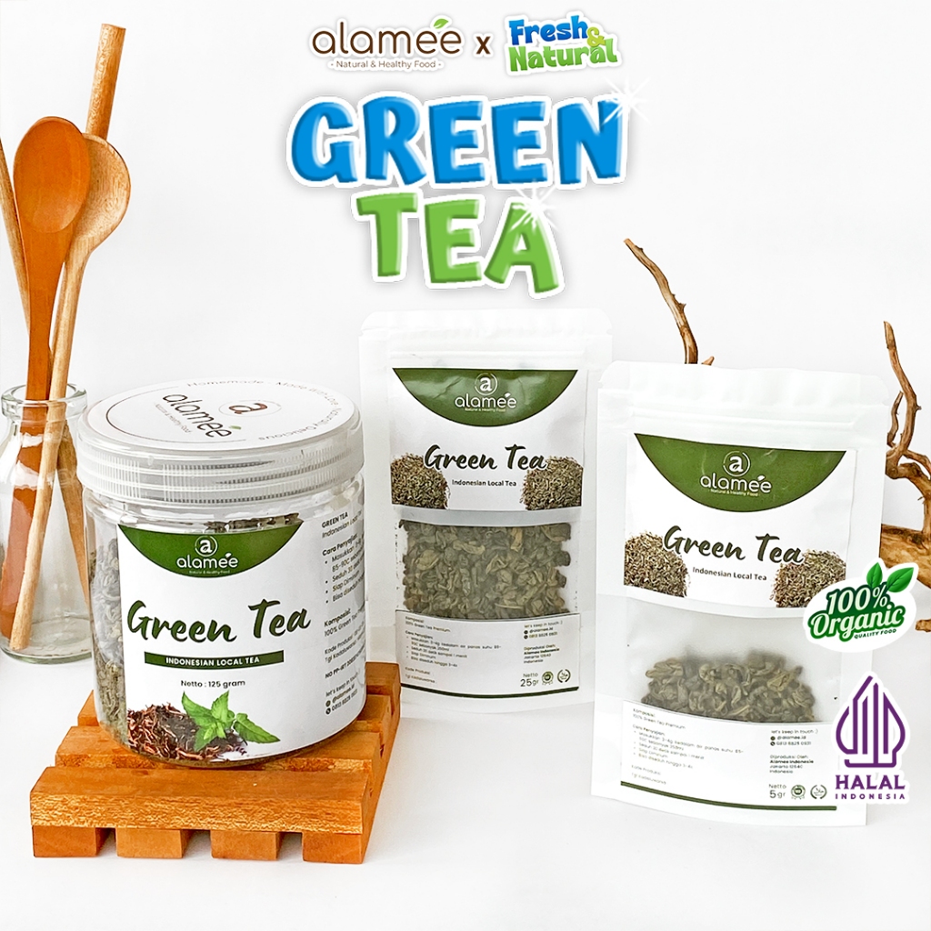 

ALAMEE Teh Hijau Green Tea Organic Kering Organik Greentea Minuman Herbal fresh and natural