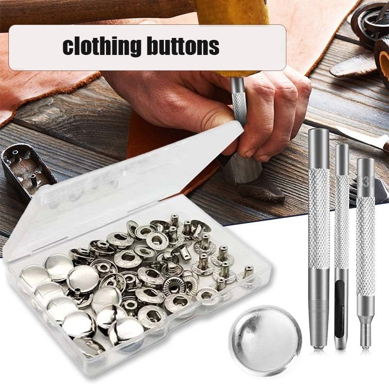 831 Kancing Besi Jepret 52pcs Kancing Jepret Anti Karat Kancing Jepret Cetet+Alat Pemasang Kancing C