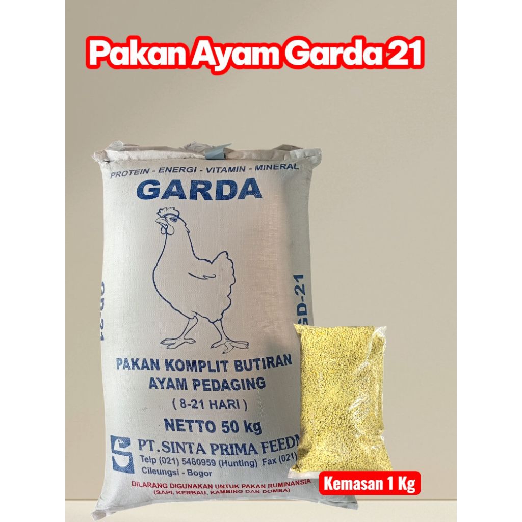 Pakan Ayam Pedaging Sinta Garda 21 Kemasan 1Kg