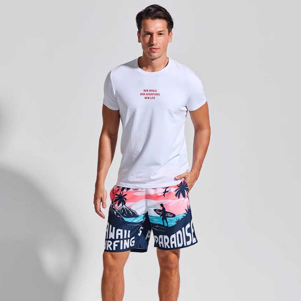 （COD）Celana Pendek Pria Jumbo/ Celana Boxer Bermotif Celana Pantai Pria Jumbo Wanita