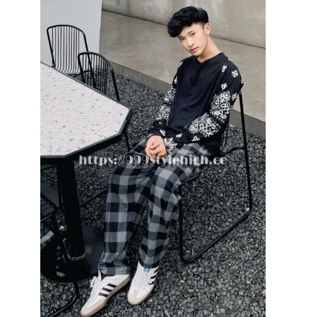 Long pants Tartan Flanel Greyy Dark Male Female Pria & Wanita