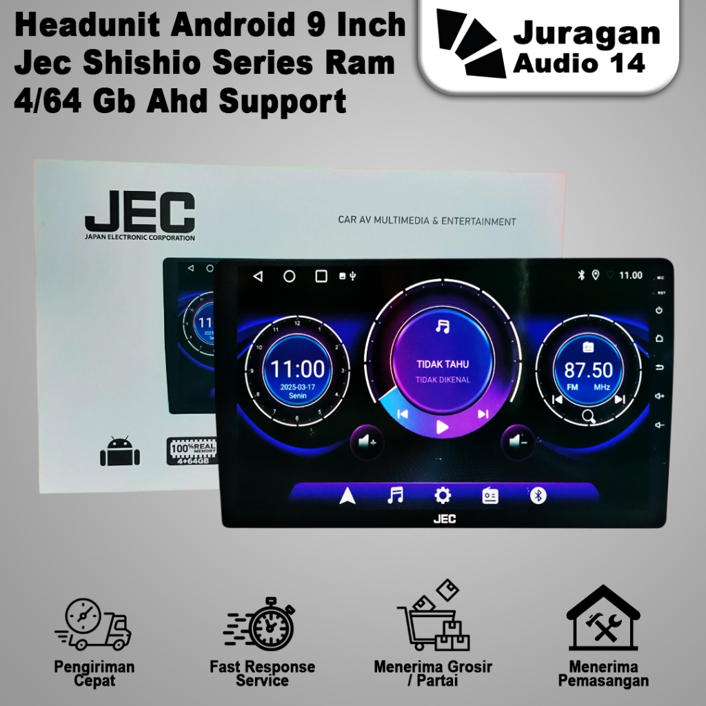 Headunit Android JEC Sishio Ram 4/64 Gb 9 Inch Qled Ahd Support