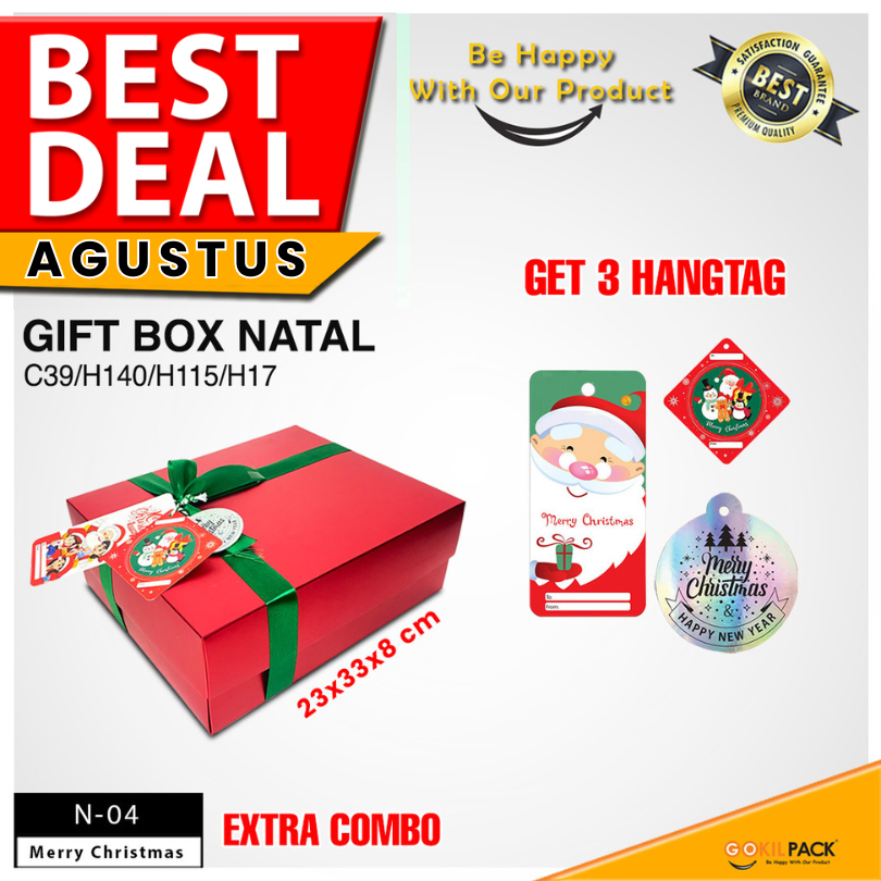

Box Kado - Kotak Hadiah Metalize Special Natal - Gift Box Premium Merry Christmas - N-04