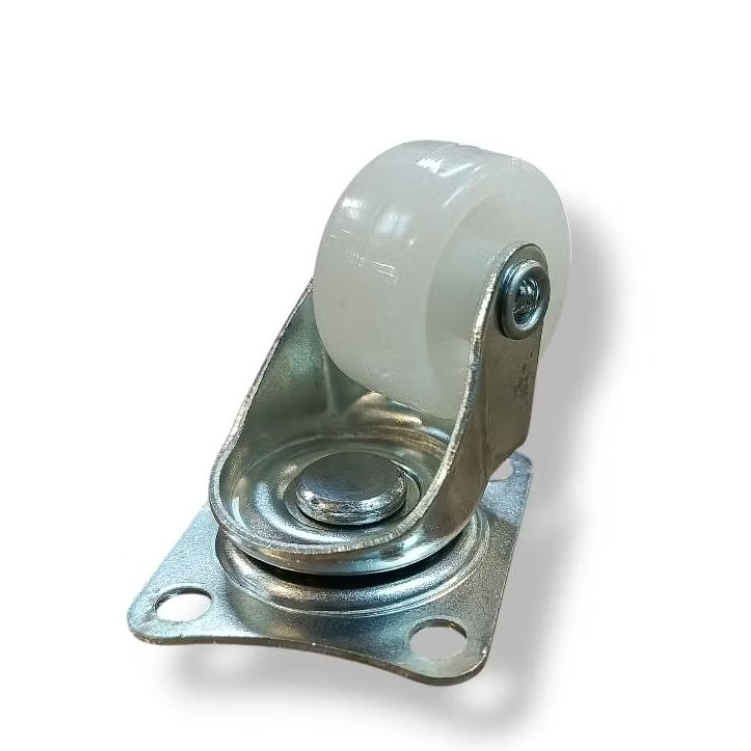 RODA TROLI/LACI KECIL NILON PUTIH 1 INCH - HIDUP/SWIVEL