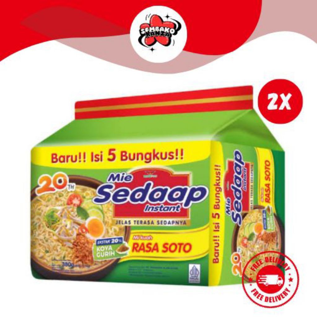 

Mie Sedaap Mi Instan Rasa Soto 1 Pack Isi 5 375gr I Sembako Kanza