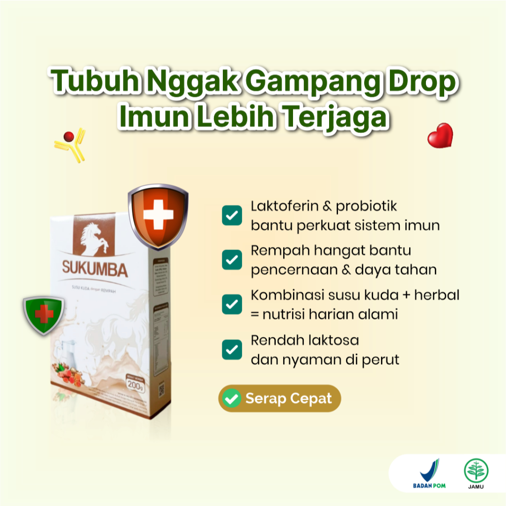 

Solusi Menjaga Daya Tahan Tubuh, Memperkuat Imun Tubuh, Menambah Stamina/Energi - Susu Kuda Sumbawa - Sukumba - 200gr