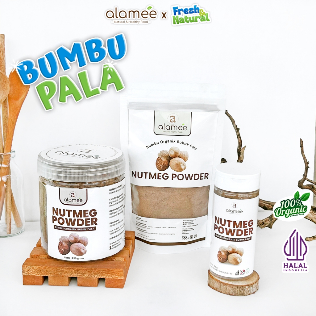 

ALAMEE Bumbu Dapur Pala Bubuk Nutmeg Powder Rempah Murni Asli Tanpa Campuran fresh and natural