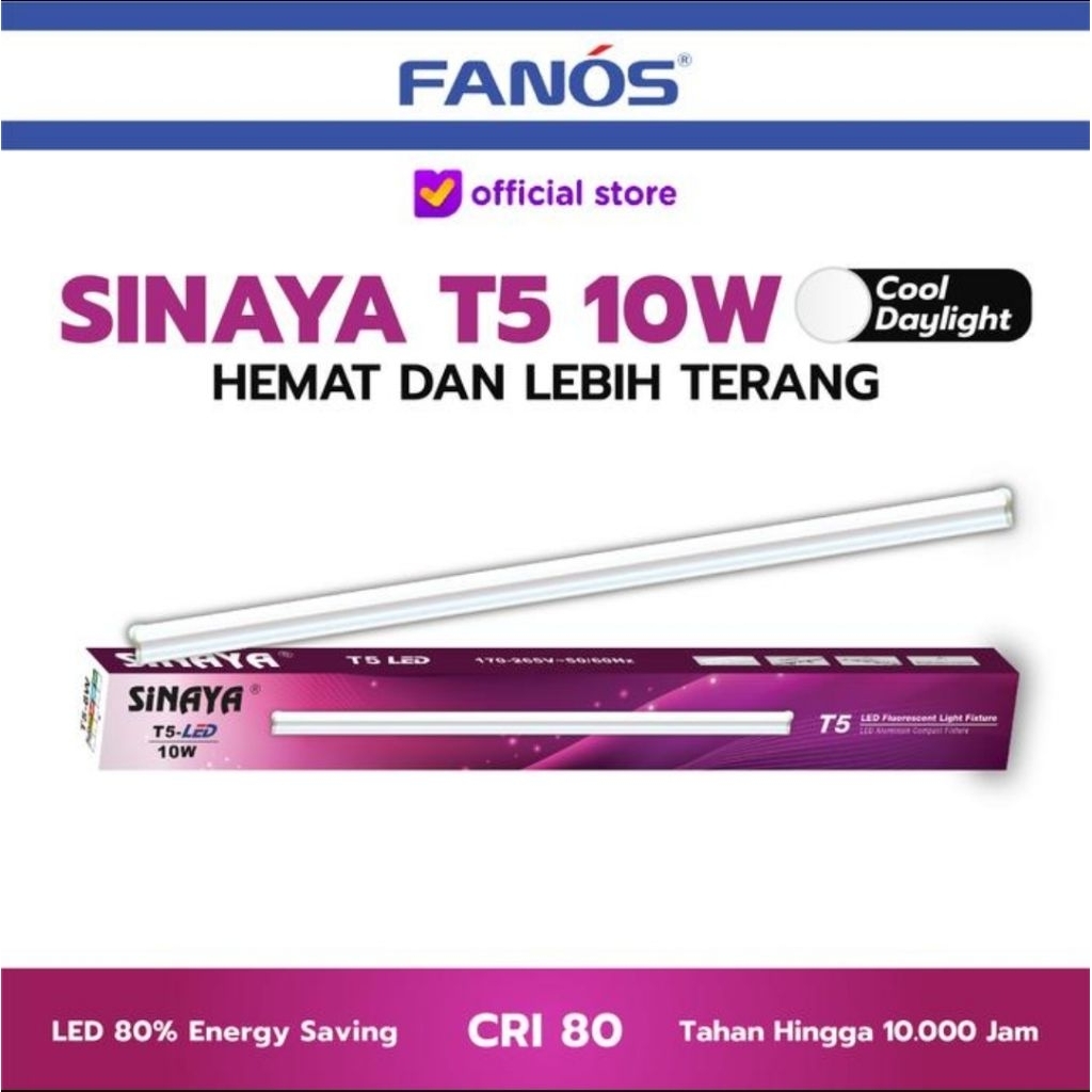 Lampu led T5 sinaya premium 10 watt putih cool daylight lampu neon led T5