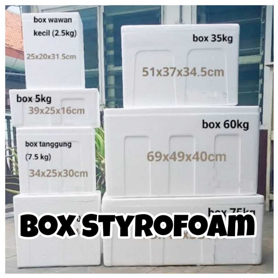 [HANYA INSTAN] Box Styrofoam Serbaguna / Foam Gabus / Kotak Segi Putih / Es Batu Daging Seafood Froz