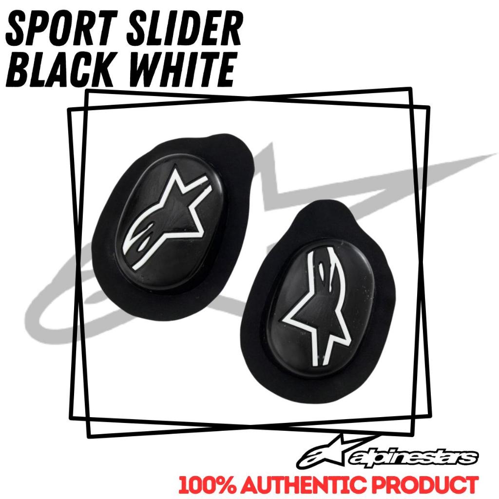 ALPINESTARS SPORT SLIDERS BLACK WHITE KNEE SLIDER RACING SUIT WEARPACK BALAP PROTECTOR