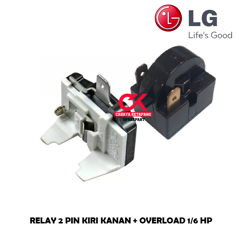 Relay 2 Pin kanan Kiri + Ptc Overload Kulkas LG 1 Pintu / 2 Pintu