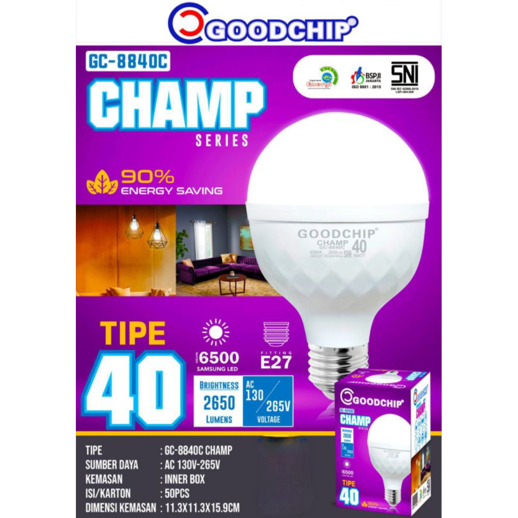 Bola lampu 40 watt goodchip sudah SNI