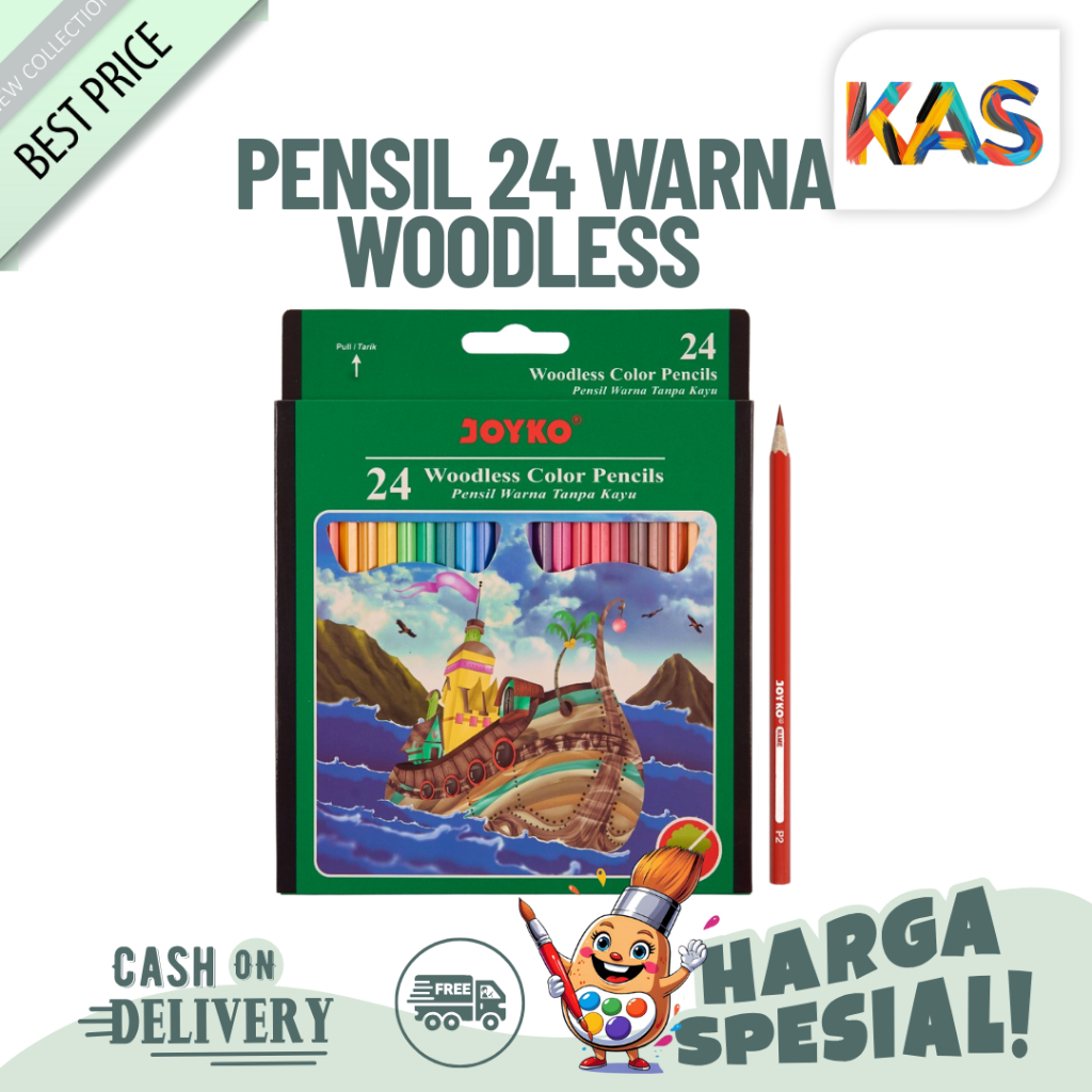 

Pensil Warna Anak Joyko CP-104 24 Warna Woodless Color Pencils