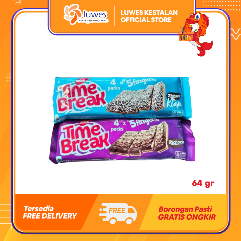 

Nabati Time Break Wafer 16gr x 4pcs Richoco / Richoco Kalpa Wafer Renyah Yang Bersalut Cokelat