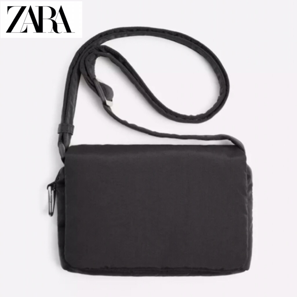 ZARA Men Nylon Crossbody Bag Tas Selempang Pria Black