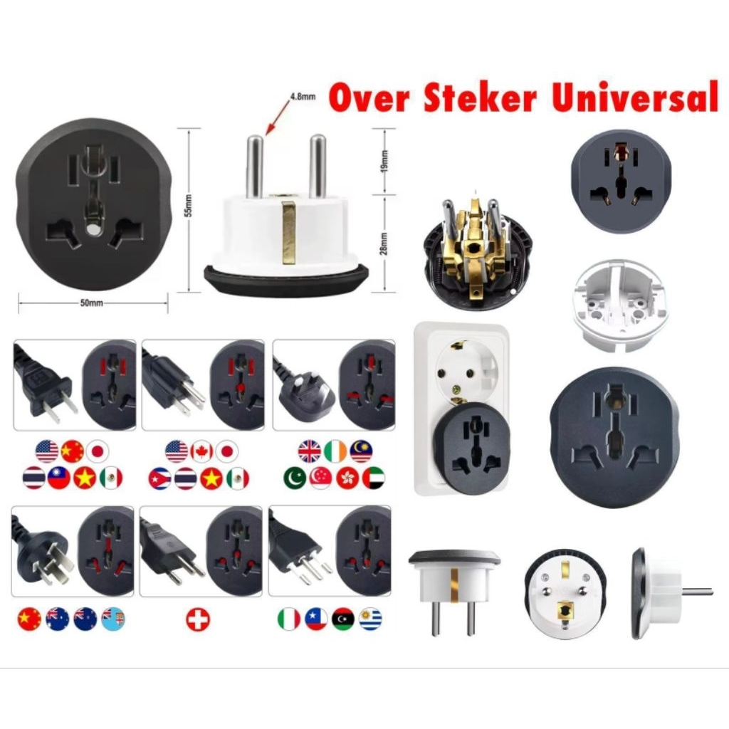 OVER STEKER UNIVERSAL BROCO CONVERTER COLOKAN KAKI 3 KE KAKI 2