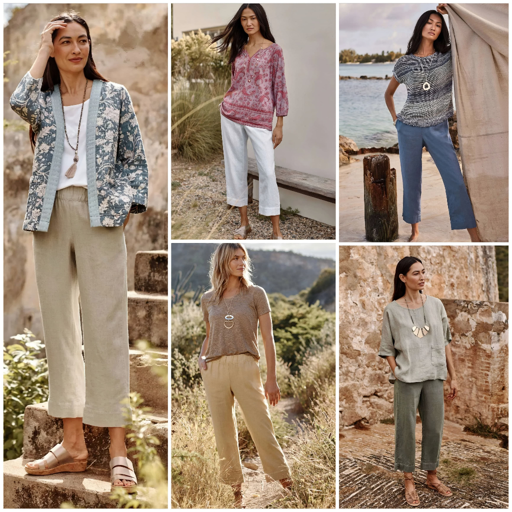 Celana Pure J.Jill Linen Trapunto-Stitched Pants