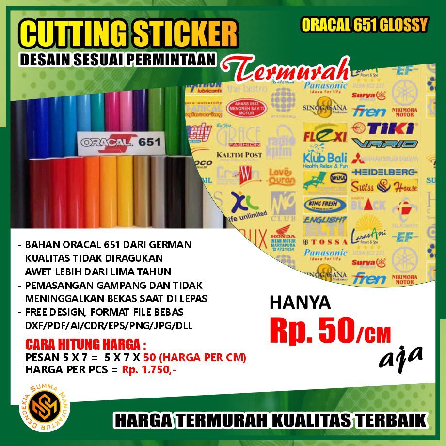 

Cutting Sticker Stiker Cuting Timbul Nama Oracal Glossy