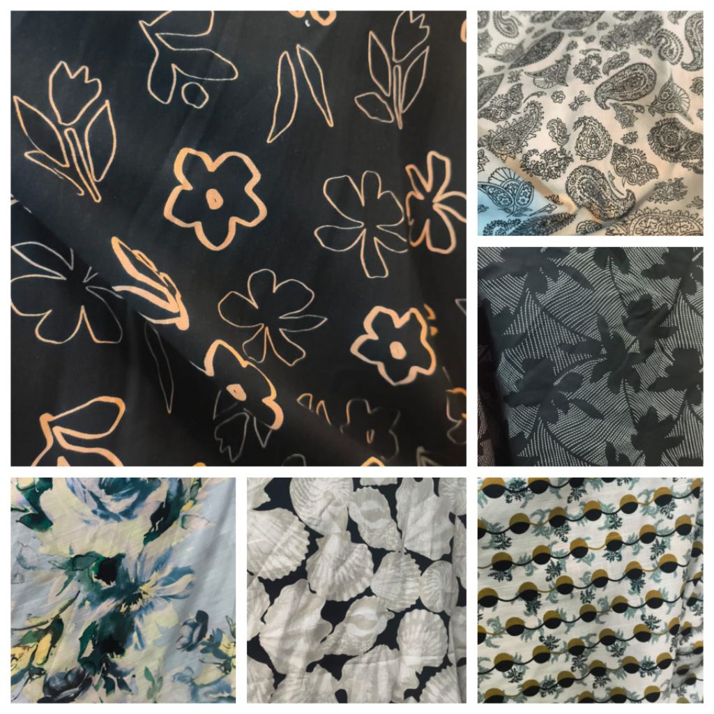 Kain BAHAN KATUN LINEN/LINEN MOTIF/LINEN MOTIF BUNGA (harga ½ meter)