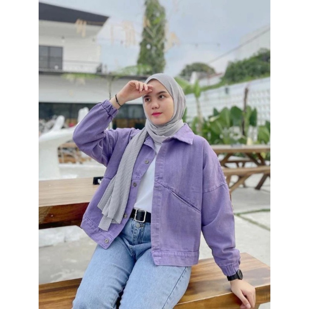 AF - 8077 | Aloha Dona Jacket Oversize | Jacket Wanita Oversize Denim