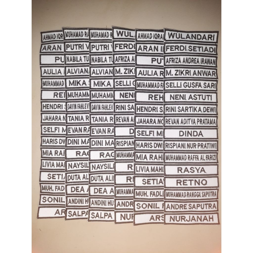 Name tag/Nama Siswa Bordir