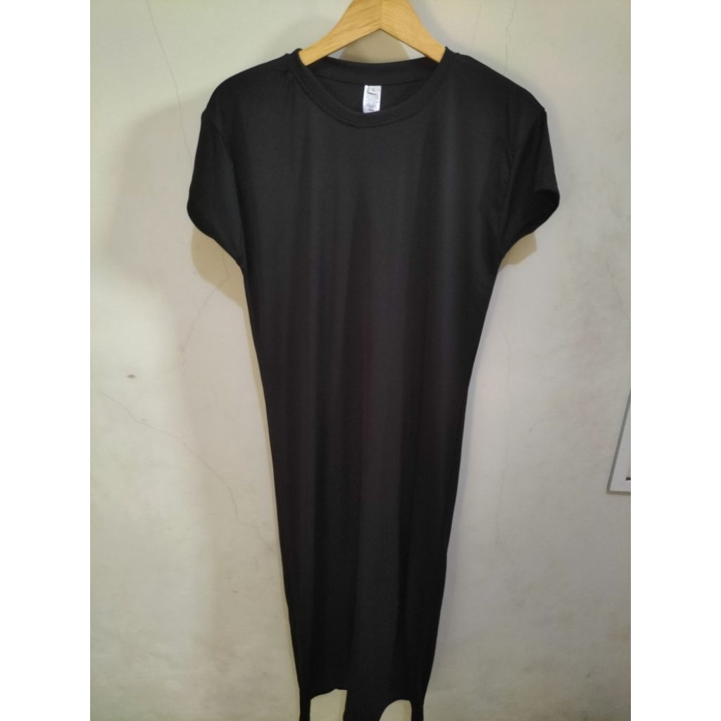 NEW BAJU DRESS GAMIS LENGAN PENDEK KAOS JERSEY HITAM POLOS LUCU