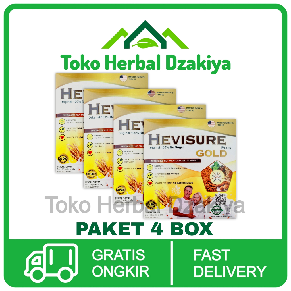 

4 Box Hevisure Gold Asli Original Susu Obat Diabetes Kencing Manis Kadar Gula Rendah