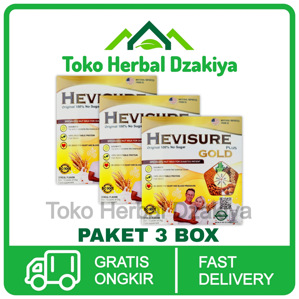 

3 Box Hevisure Gold Susu Diabetes Dan Kencing Manis Original Asli