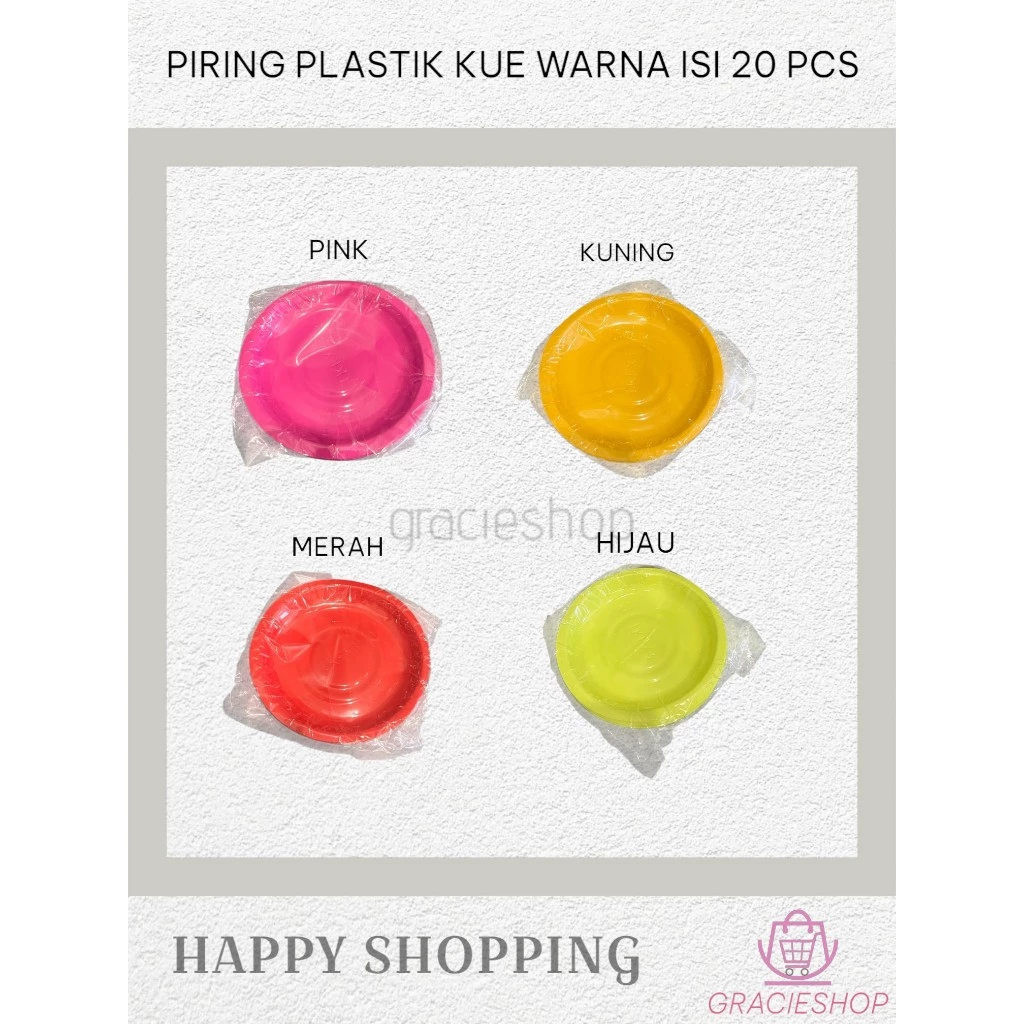 Piring Plastik Kue Warna 12.5 cm isi 20 pcs / Piring Plastik RX 3 Warna / Piring Plastik Kue Warna