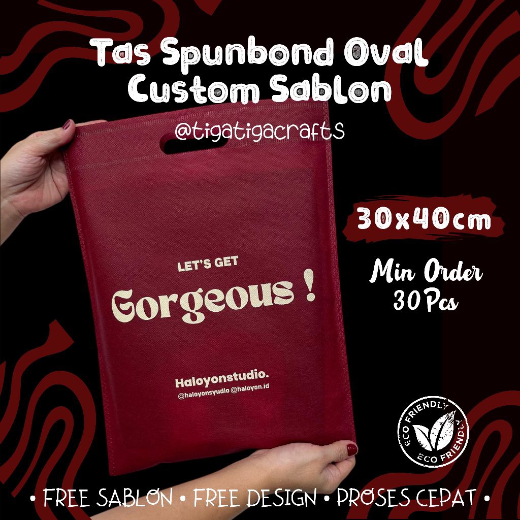 

SABLON OVAL 30X40 Custom Sablon tas oval 30x40 Tas Spunbond sablon 30x40 Gratis Sablon Tas Oval Tas sablon 30x40 goodie bag sablon tas khitan tas aqiqah tas wedding tas souvenir tas mengenang tas haul tas hajatan tas ulang tahun tas hampers