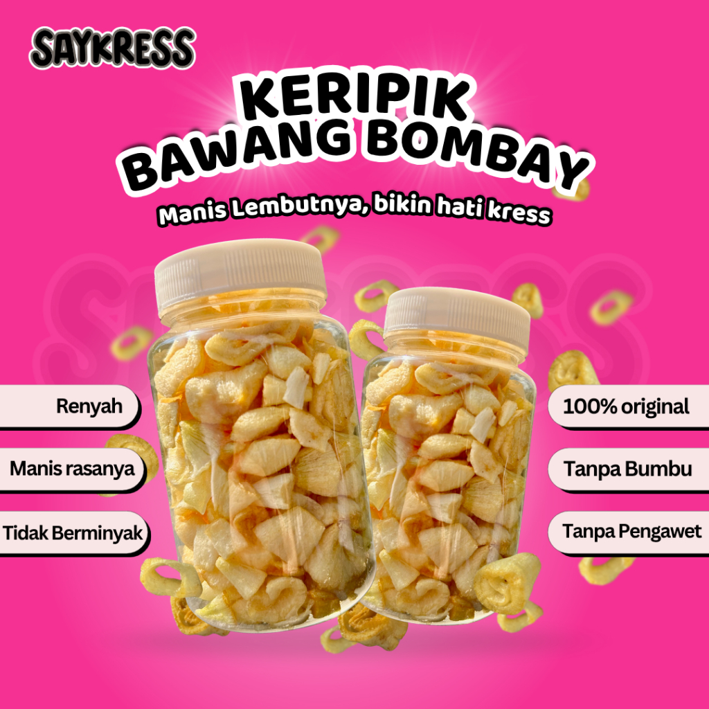 

Saykress Keripik Bawang Bombay Toples 300ml | Camilan Sehat Renyah Tanpa Tepung dan MSG