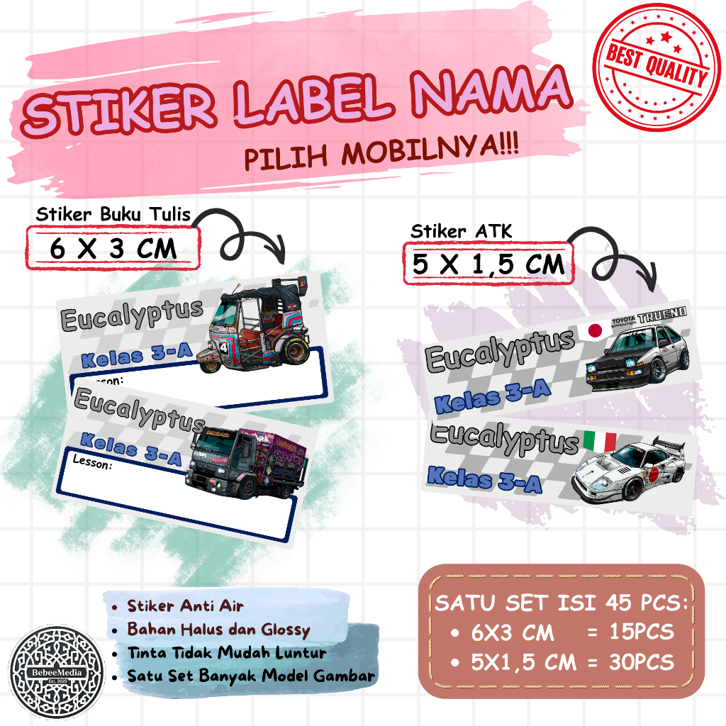 

Stiker Nama Mobil Keren Bisa Custom - Anti Air & Siap Tempel