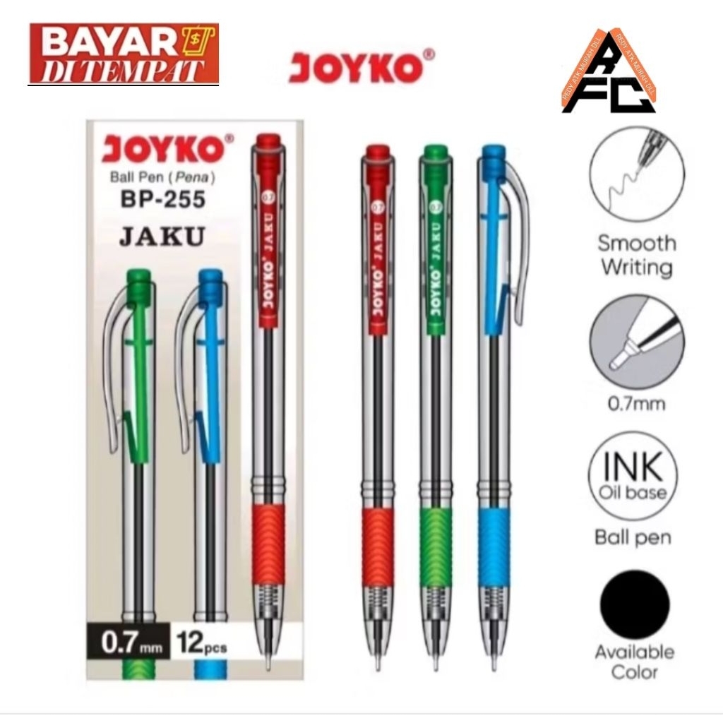 

(1pak isi 12 pis)Ballpoint/Bulpen Joyko Jaku BP-255 Hitam