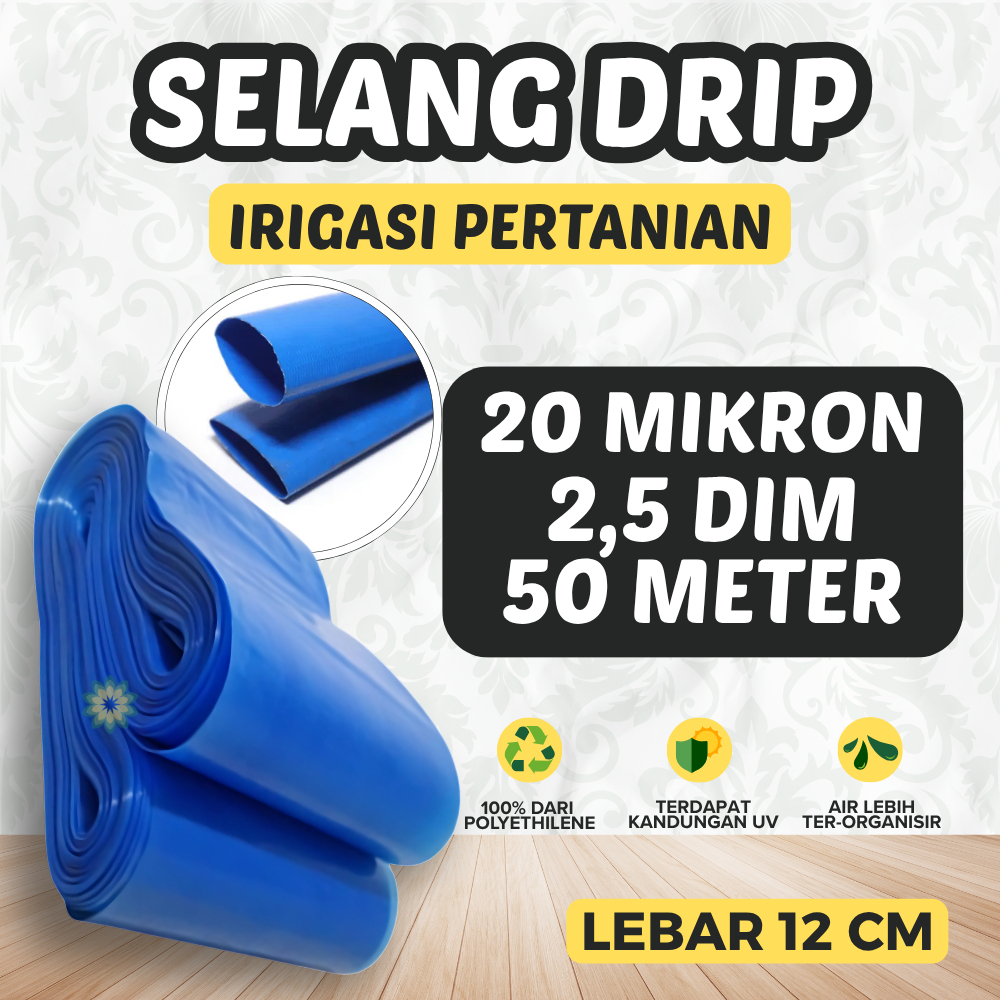 Selang Drip 2.5 Dim 0.20 Micron x 50 Meter Selang Irigasi Biru