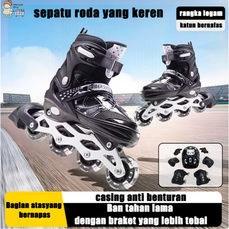 sepatu roda anak model bajaj klasik - pelindung lengkap, ukuran bisa diakali