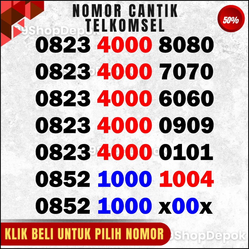 Nomor Cantik Telkomsel 1000 Nomor Cantik Simpati 7070 8080 4g 5g - No Cantik Simpati 0101 0909 #1