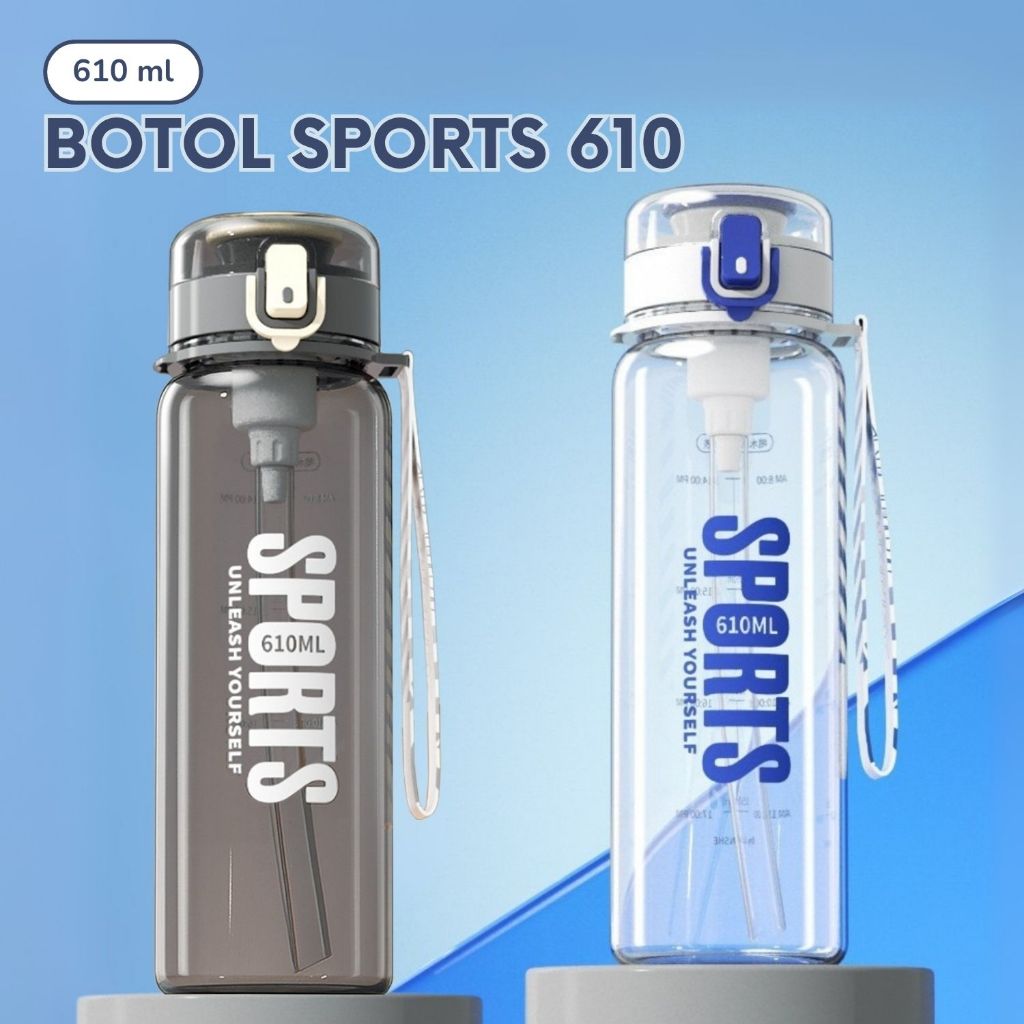 Botol Minum Sports 610ML Botol Minum Olahraga Sports Water Bottle Dengan Sedotan Plastik  /YH-8012
