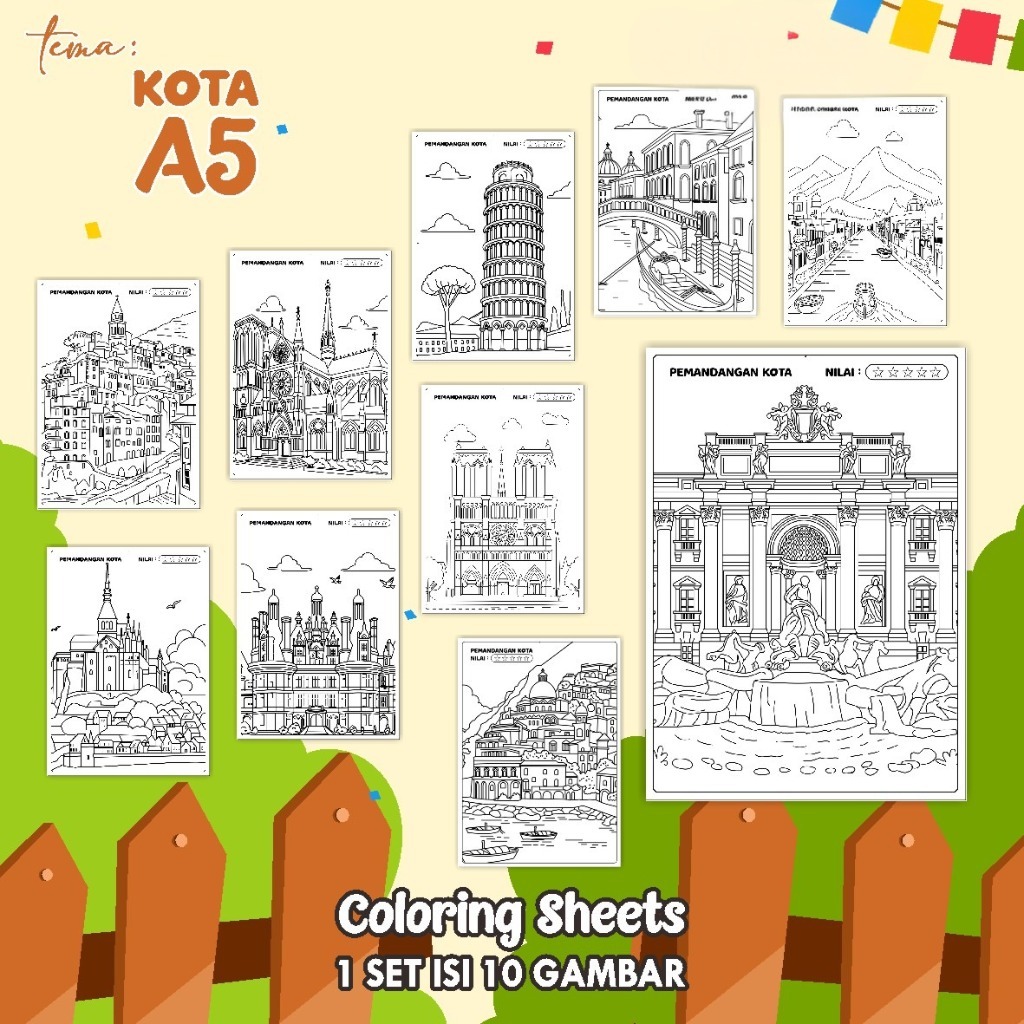 

(A5) KERTAS MEWARNAI ANAK - COLORING SHEETS KODE KOTA - LEMBAR MEWARNAI ANAK PAUD/TK/SD