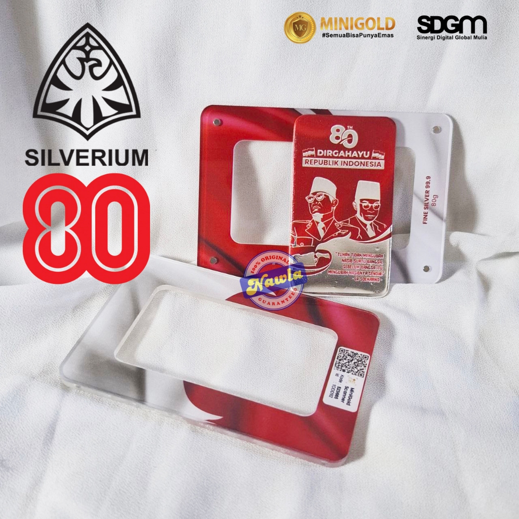 Silverium 80 gr Logam Mulia Perak 999 Edisi HUT Republik Indonesia 80 Tahun Produk Minigold
