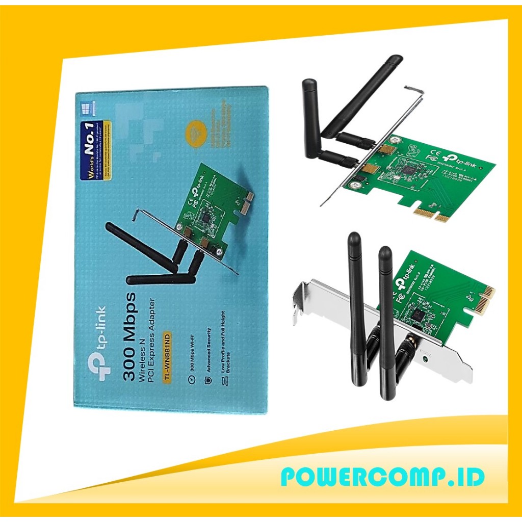 TP-Link TL-WN881ND Wireless N PCIe Adapter WiFi 300Mbps untuk PC Gaming & Kantor Internet Cepat Stab