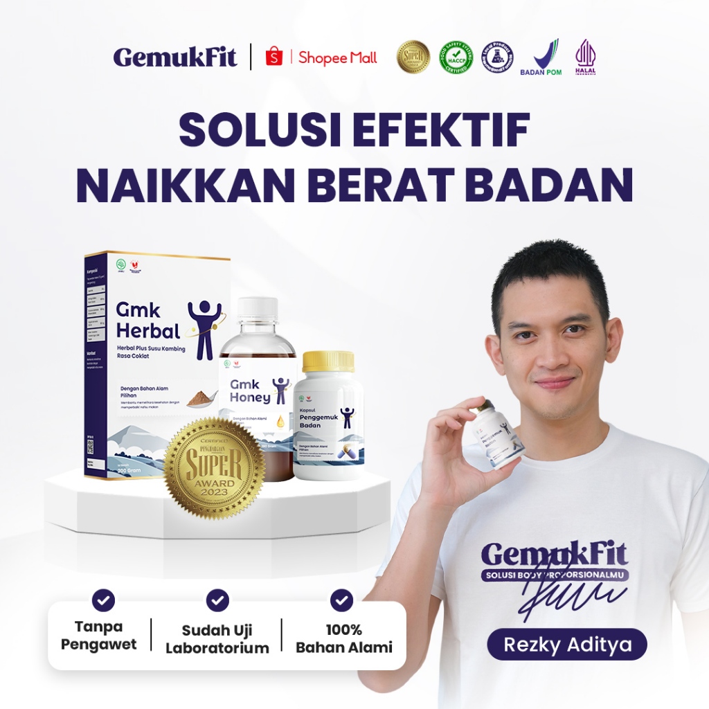 Gemuk fit Madu Susu Kapsul Vitamin Penggemuk Badan Alami GMK Herbal untuk Nafsu Makan & Nutrisi
