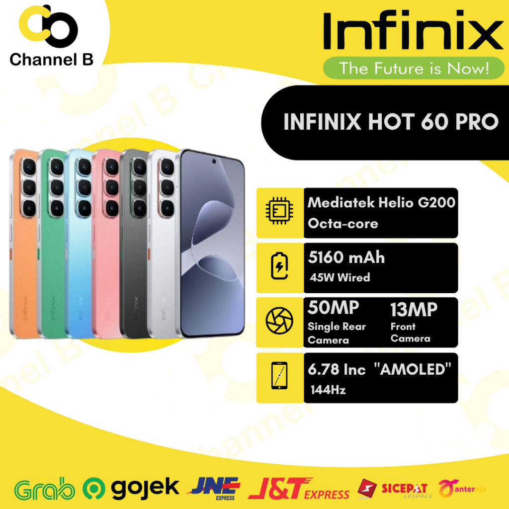 Infinix HOT 60 PRO Smartphone ( Ram 8GB + Rom 256GB ) l ( Ram 8GB + Rom 128GB )Garansi Resmi