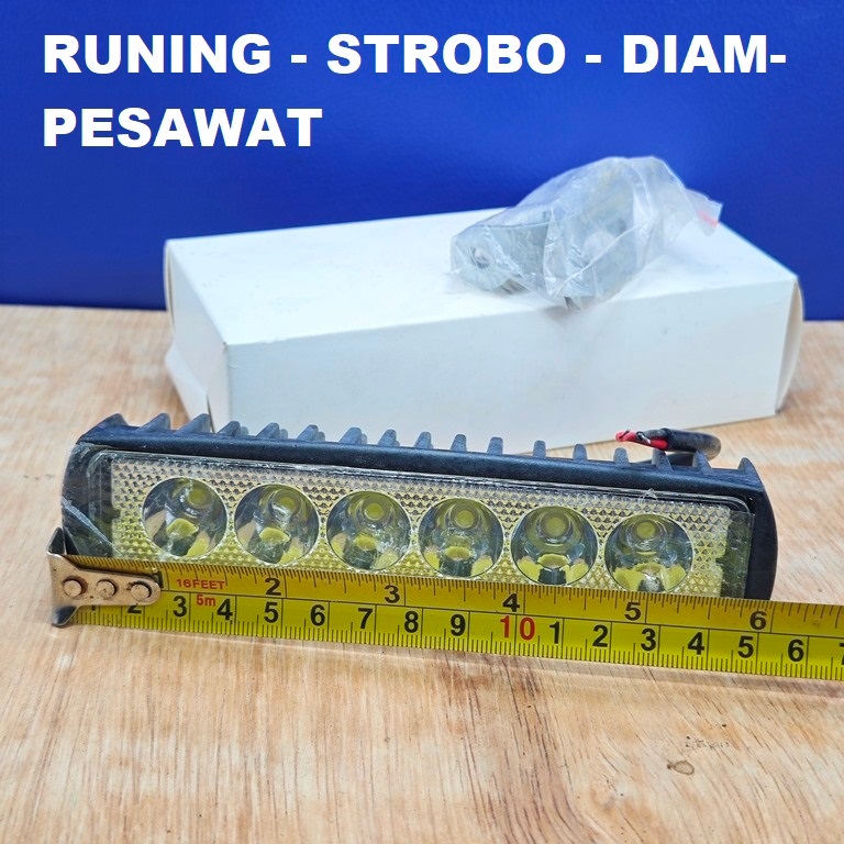 166GHM LAMPU LED PANJANG 6 MATA RUNNING berjalan kedip flash strobo pesawat kelap kelip runing motor