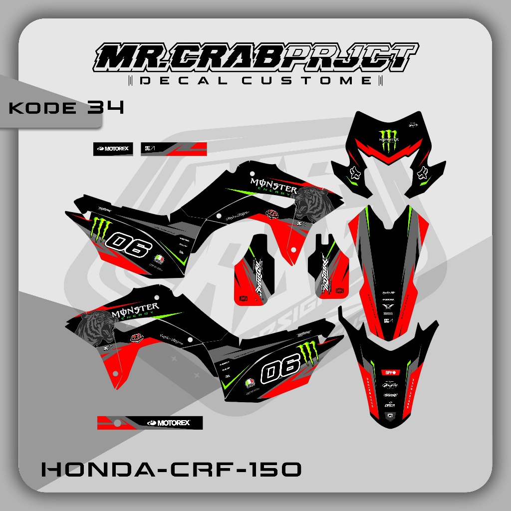 34 DECAL STICKER CRF - DECAL CRF PREMIUM FULL BODY CUSTOM