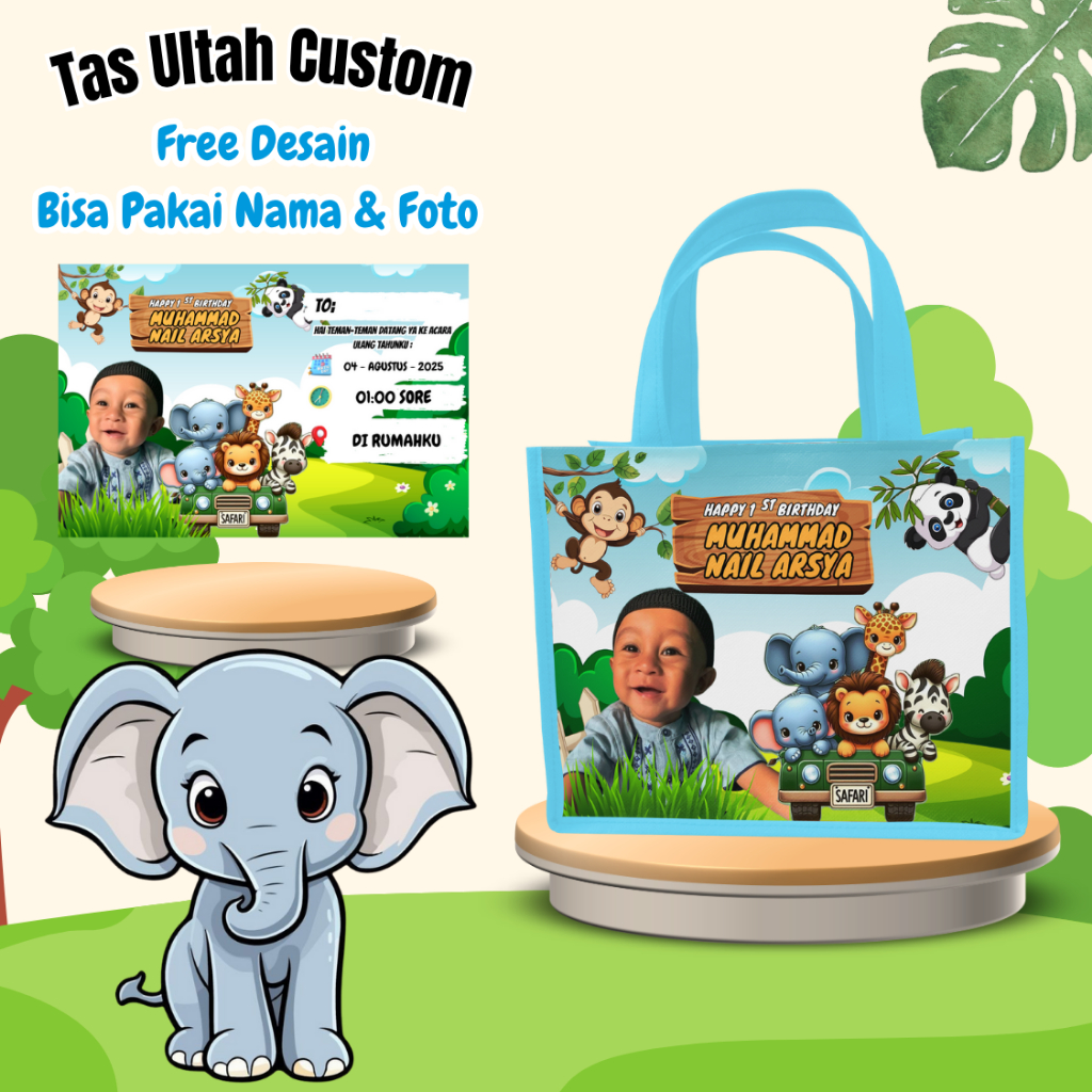 

Paket 25 Pcs Tas & Free Undangan Anak Ulang Tahun Custom Desain Muat Kfc Snack Kain