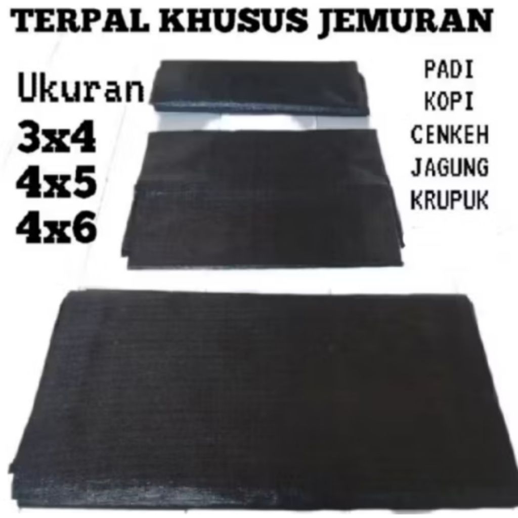 TERPAL HITAM 3 X 4 METER UNTUK
JEMUR PADI TENDA JUALAN KOLAM TERPAL ALAS BARANG