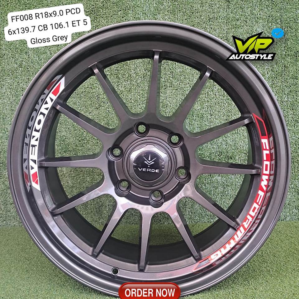 R18 LENSO VENOM FORTUNER PAJERO HILUX RING 18 PCD 6X139,7 GLOSSY GREY - TOKO VELG JAKARTA UTARA