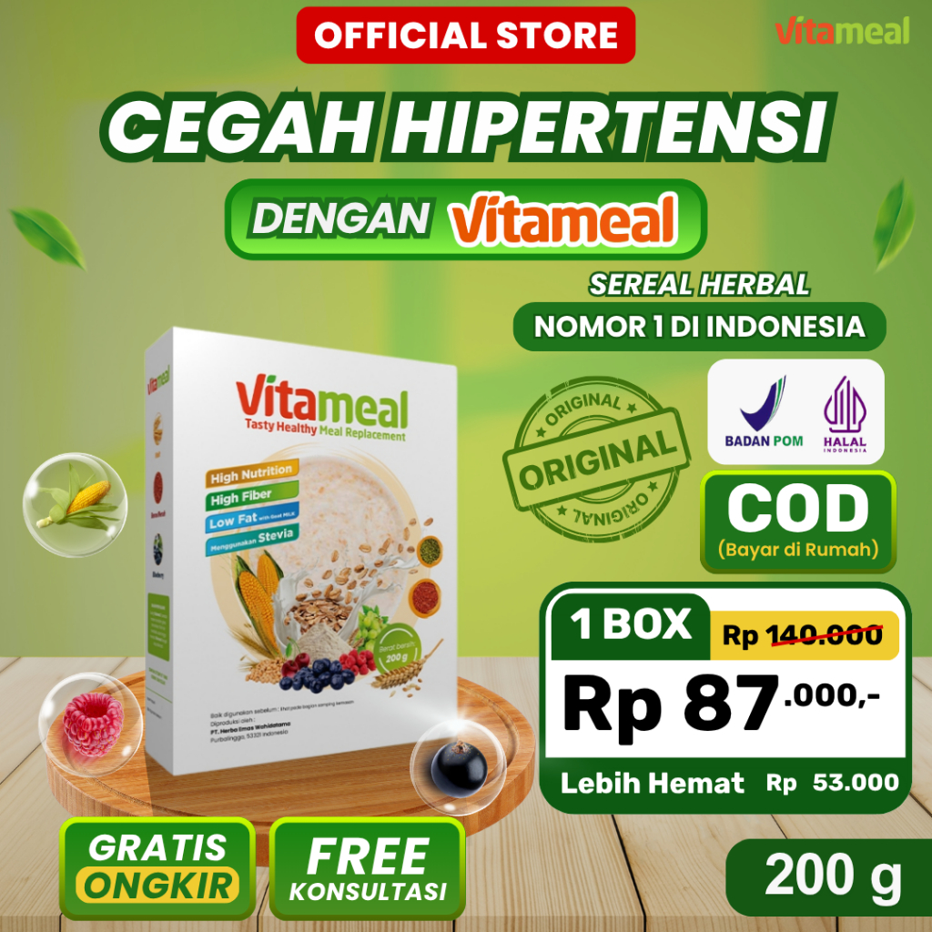 

[ OFFICIAL STORE ] VITAMEAL ASLI GARANSI 100% Stabilkan Gula Darah Kolesterol Maag Asam Lambung FITAMIL DIET