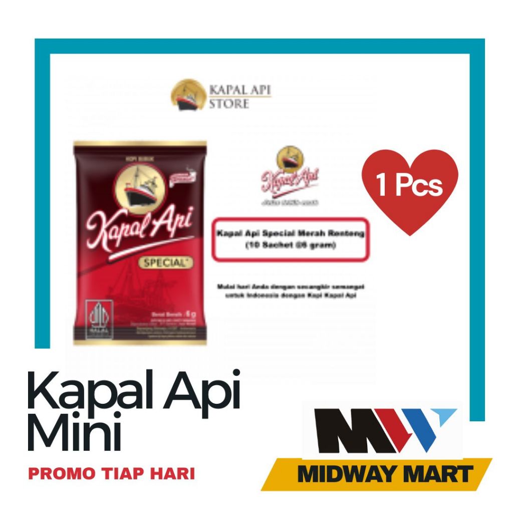 

Kopi Kapal Api Mini Special 6.5gr Tanpa Gula Per Shacet| Ukuran Kecil 6,5 gr Tetap Lebih Enak